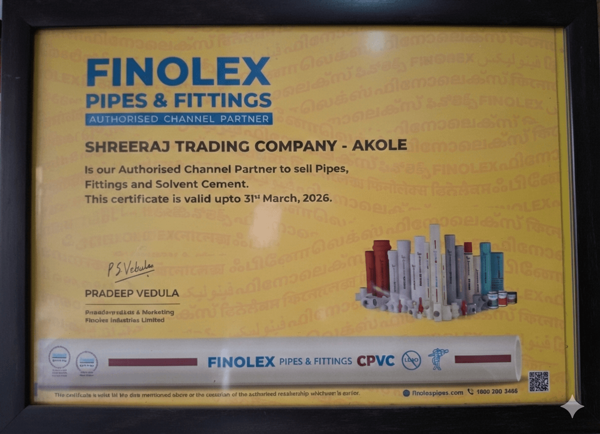 Finolex Pipes Certificate